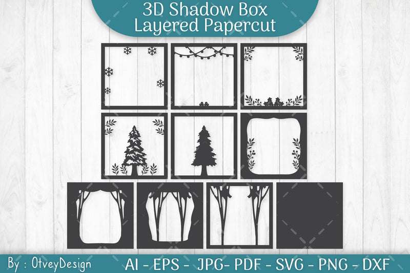Christmas Tree 3D Shadow Box SVG Bundle - CraftNest - Digital Crafting and Art