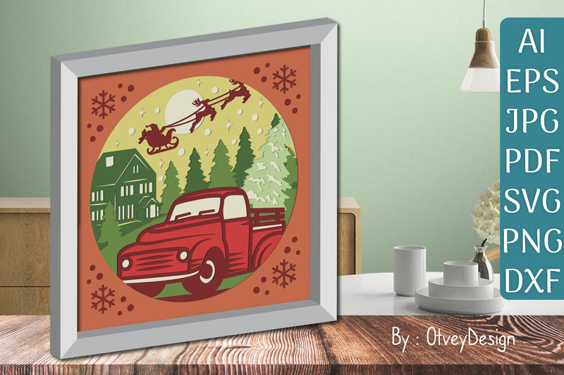 Christmas Truck 3D Shadow Box SVG Bundle - CraftNest - Digital Crafting and Art