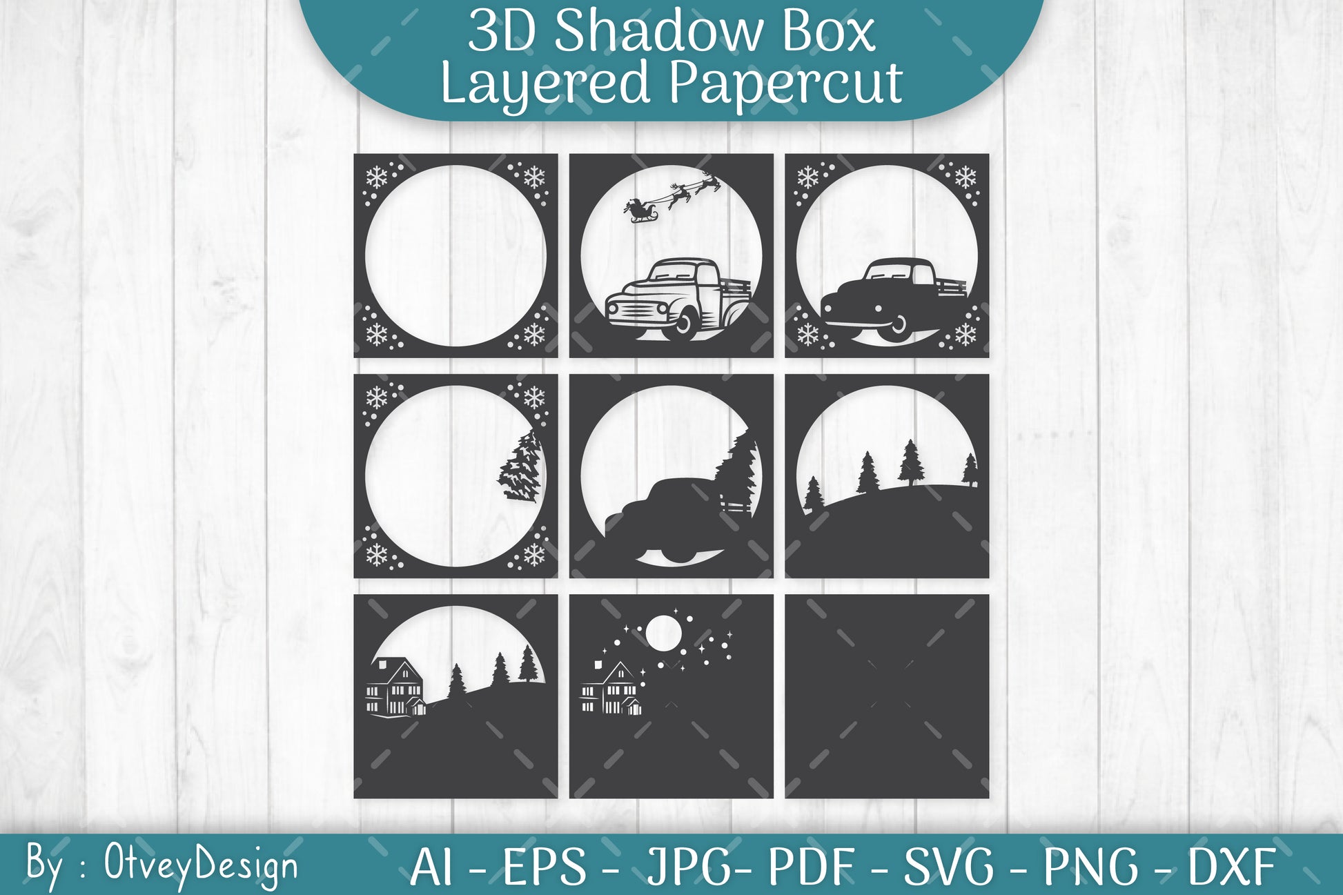 Christmas Truck 3D Shadow Box SVG Bundle - CraftNest - Digital Crafting and Art
