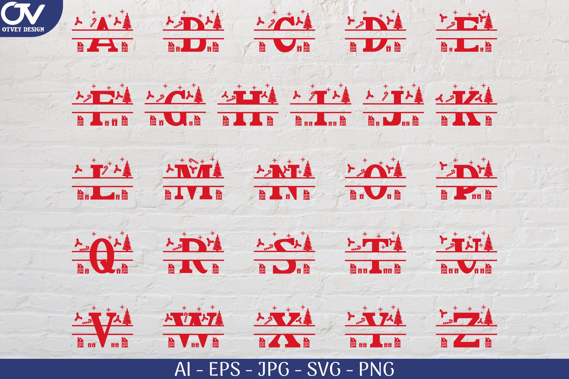 Christmas Split Alphabet SVG Bundle 2 - CraftNest - Digital Crafting and Art