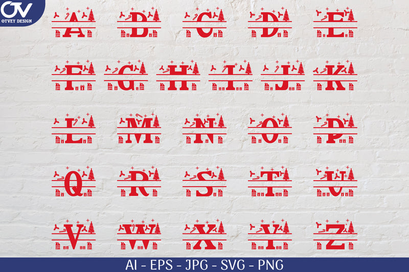 Christmas Split Alphabet SVG Bundle 2 - CraftNest - Digital Crafting and Art