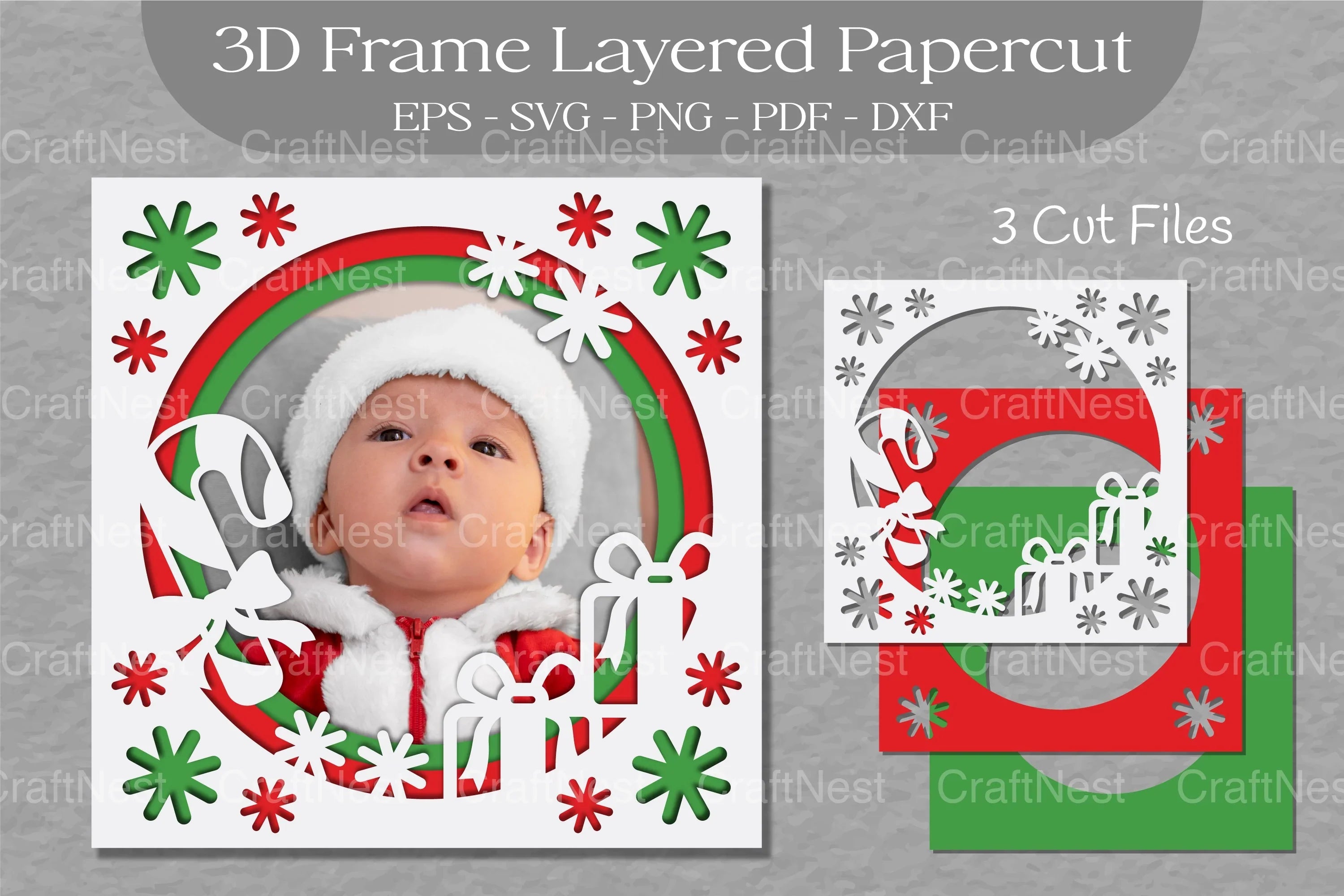 Christmas 3D Frame Layered Papercut Clipart Bundle - CraftNest - Digital Crafting and Art