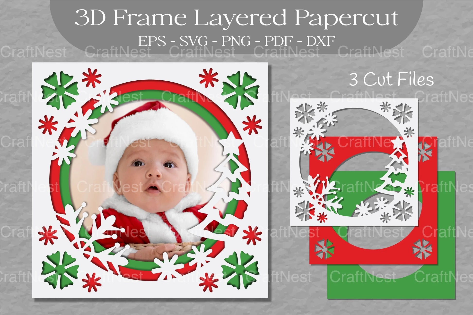 Christmas 3D Frame Layered Papercut Clipart Bundle - CraftNest - Digital Crafting and Art