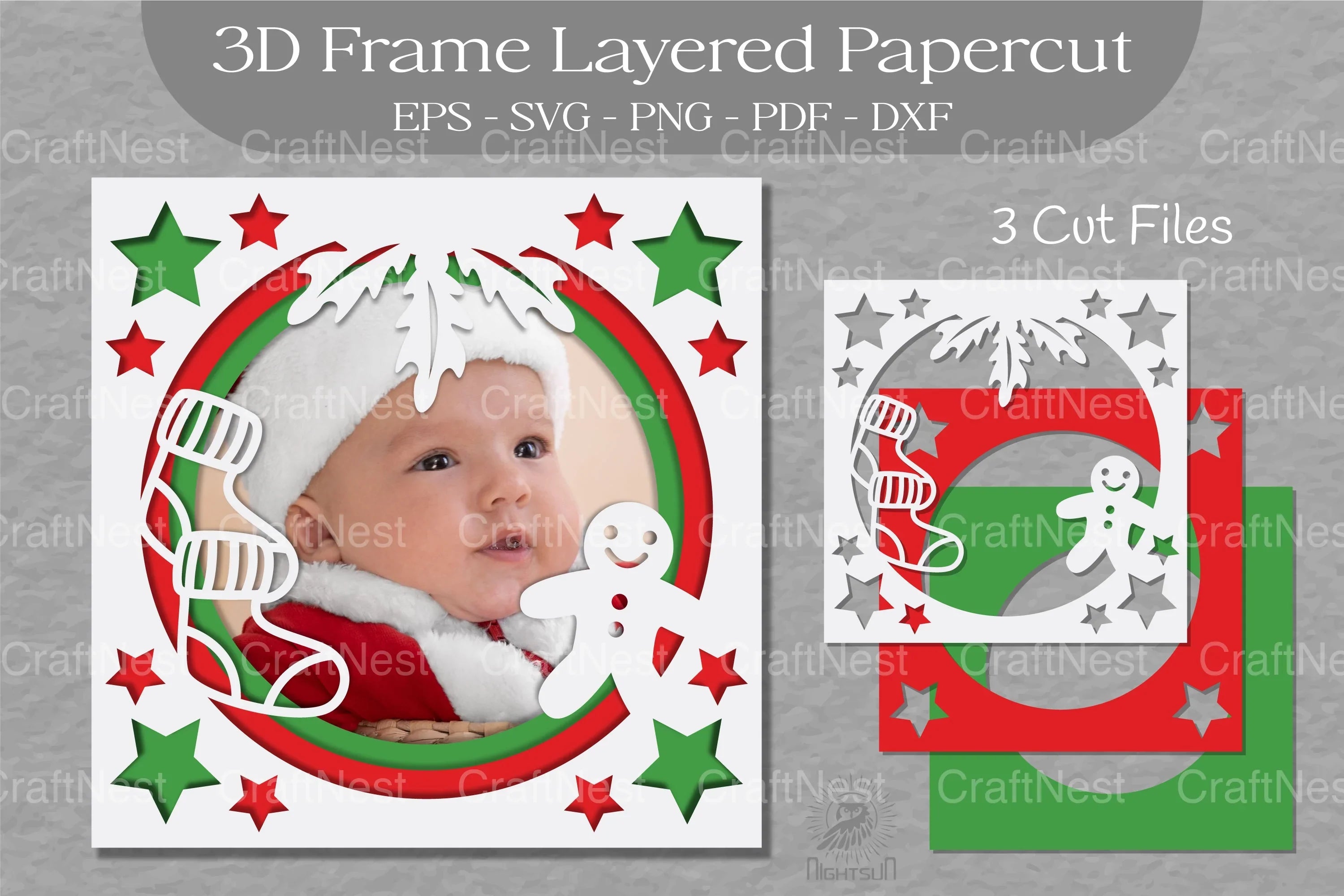 Christmas 3D Frame Layered Papercut SVG Bundle - CraftNest - Digital Crafting and Art