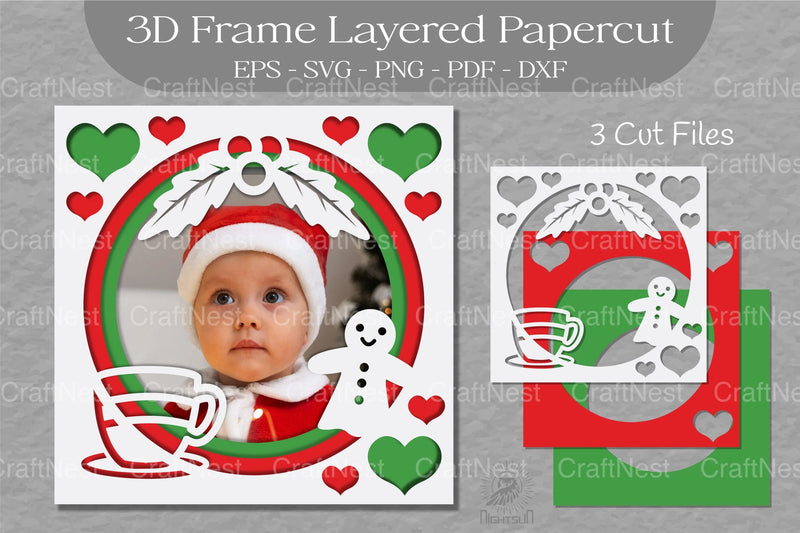 Christmas 3D Frame Layered Papercut Clipart Bundle - CraftNest - Digital Crafting and Art