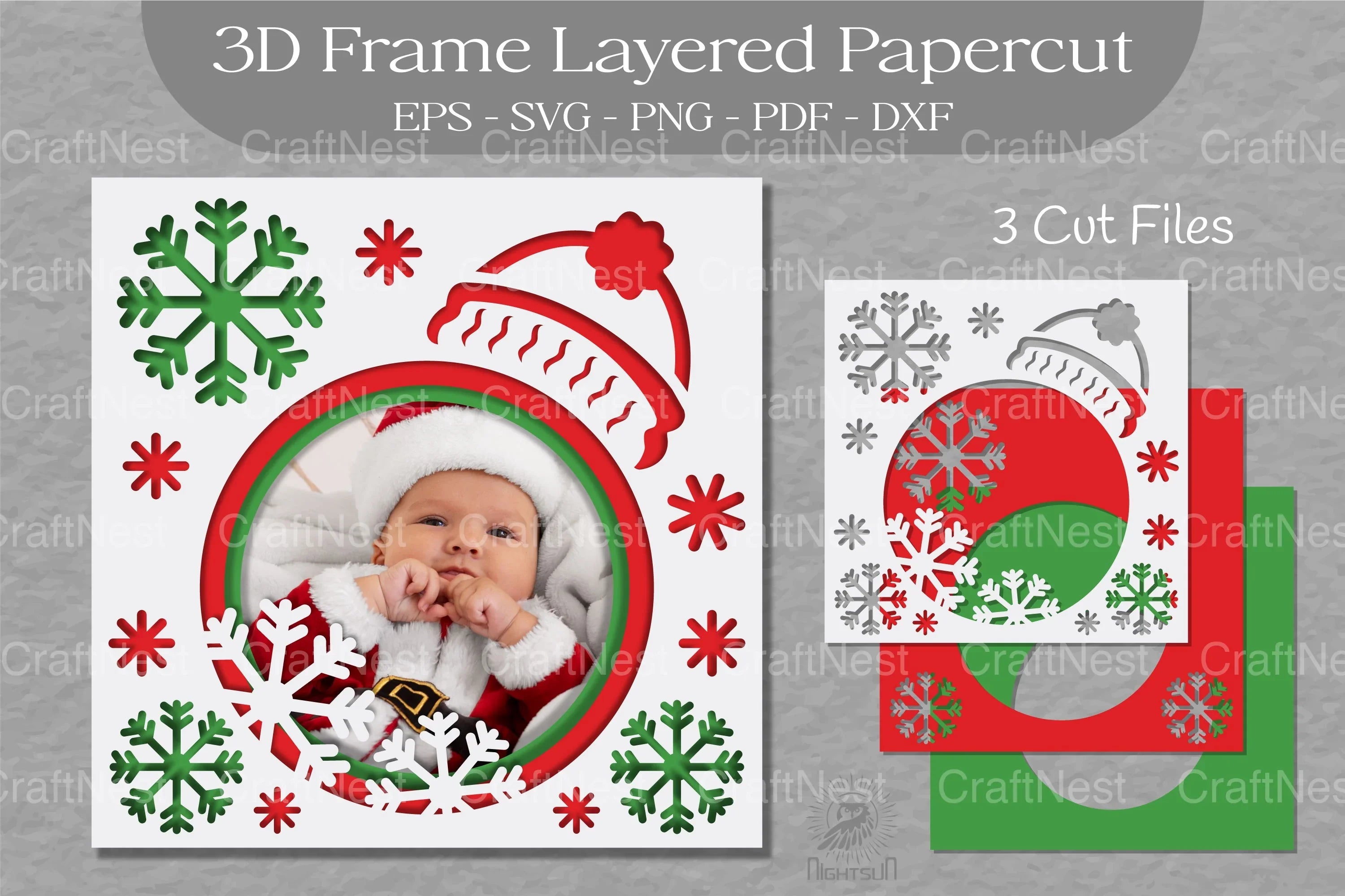 Christmas 3D Frame Layered Papercut Clipart Bundle - CraftNest - Digital Crafting and Art