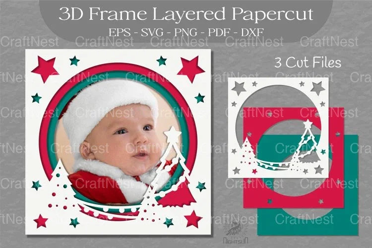 Christmas 3D Frame Layered SVG Bundle - CraftNest - Digital Crafting and Art
