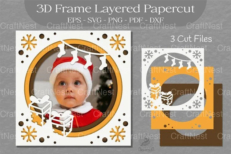 Christmas 3D Frame Layered SVG Bundle - CraftNest - Digital Crafting and Art