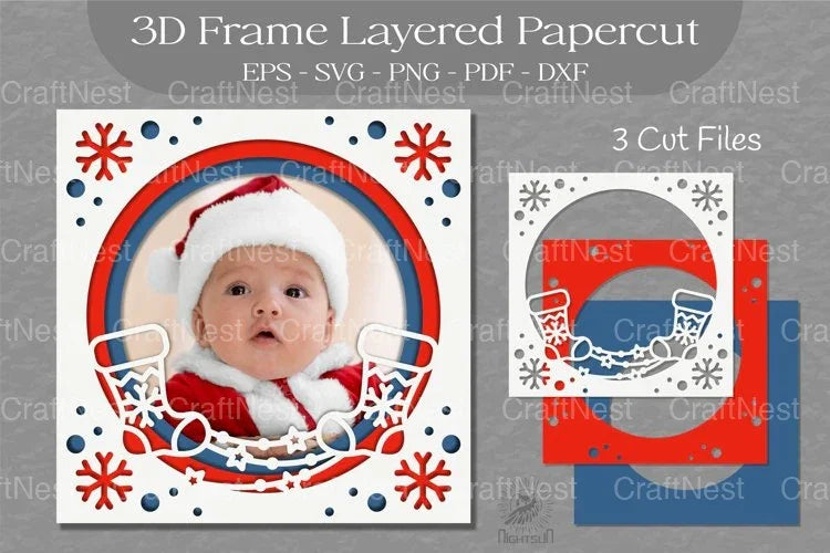 Christmas 3D Frame Layered SVG Bundle - CraftNest - Digital Crafting and Art