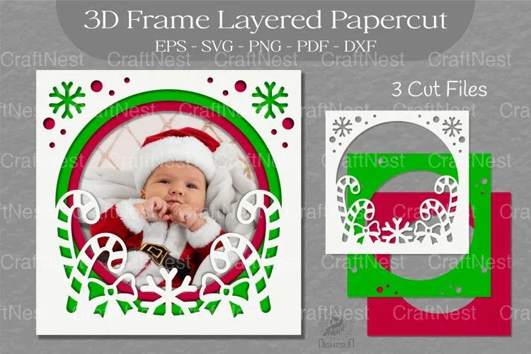 Christmas 3D Frame Layered SVG Bundle - CraftNest - Digital Crafting and Art