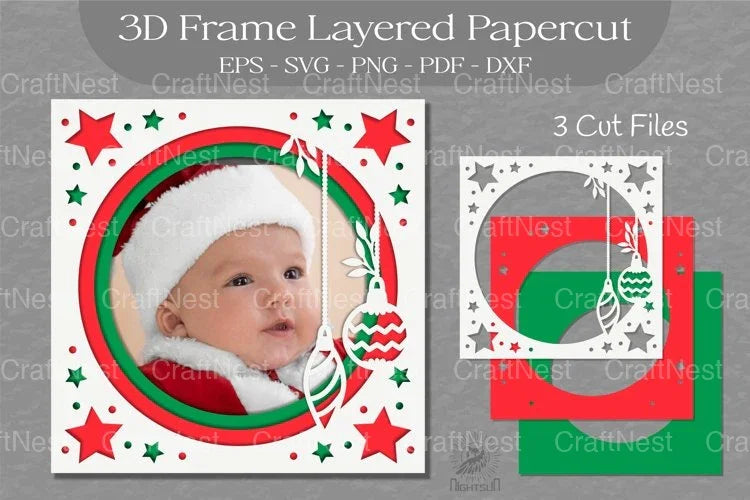 Christmas 3D Frame Layered SVG Bundle - CraftNest - Digital Crafting and Art