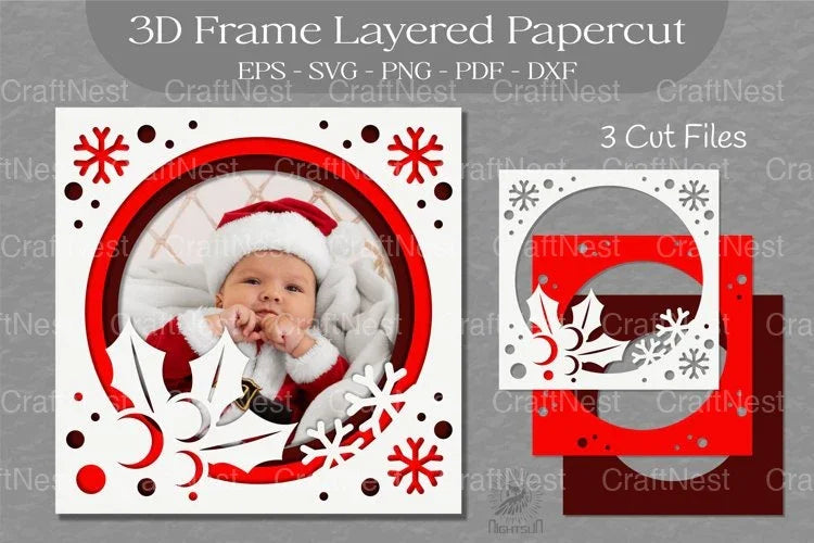 Christmas 3D Frame Layered SVG Bundle - CraftNest - Digital Crafting and Art