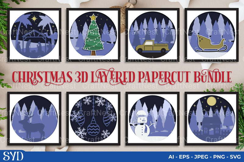 Christmas 3D Layered Papercut Clipart Bundle - CraftNest - Digital Crafting and Art