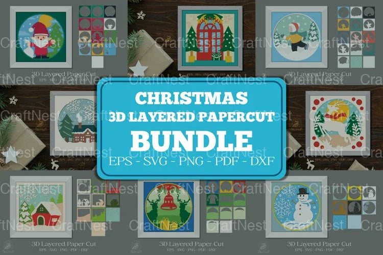 Christmas 3D Layered Papercut Clipart Bundle - CraftNest - Digital Crafting and Art
