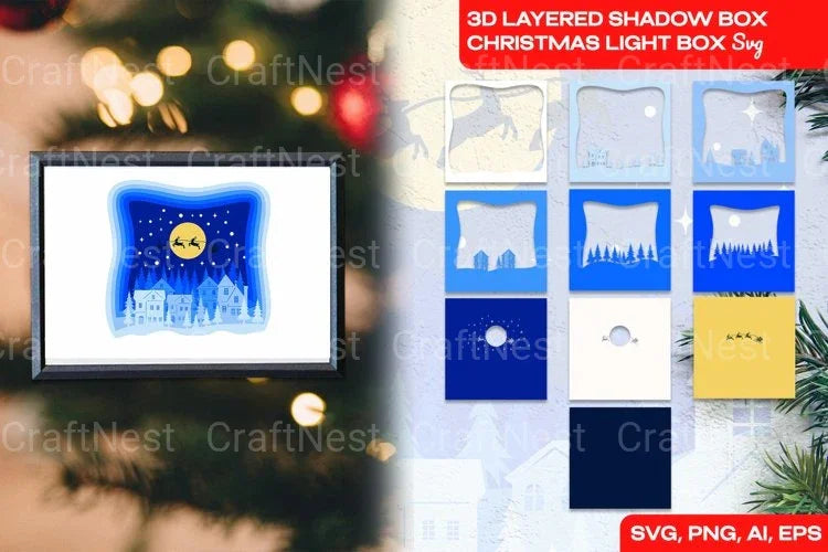 Christmas 3D Layered Shadow Box Light SVG Bundle - CraftNest - Digital Crafting and Art