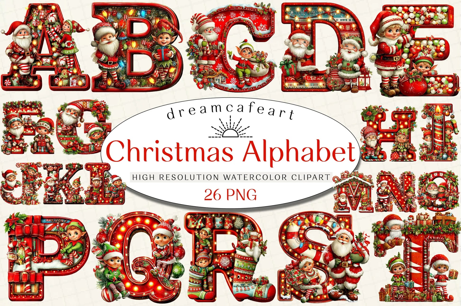 Christmas Alphabet & Letters Clipart Bundle - CraftNest - Digital Crafting and Art