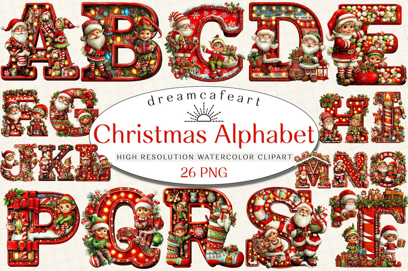 Christmas Alphabet & Letters Clipart Bundle - CraftNest - Digital Crafting and Art