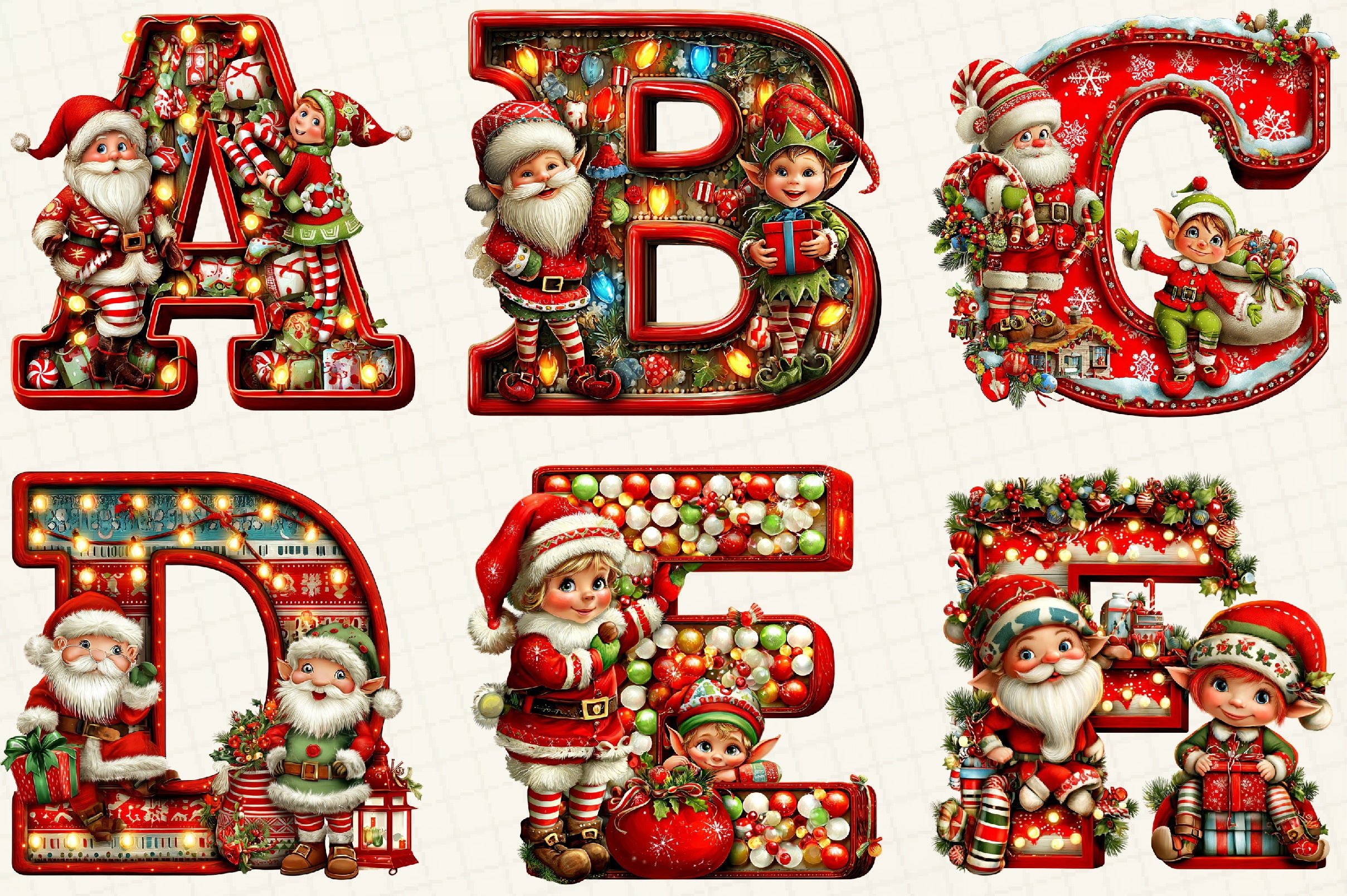 Christmas Alphabet & Letters Clipart Bundle