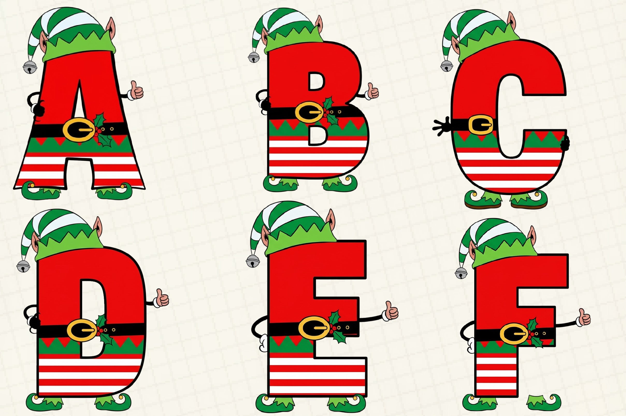 Christmas Alphabet Letters Clipart Bundle