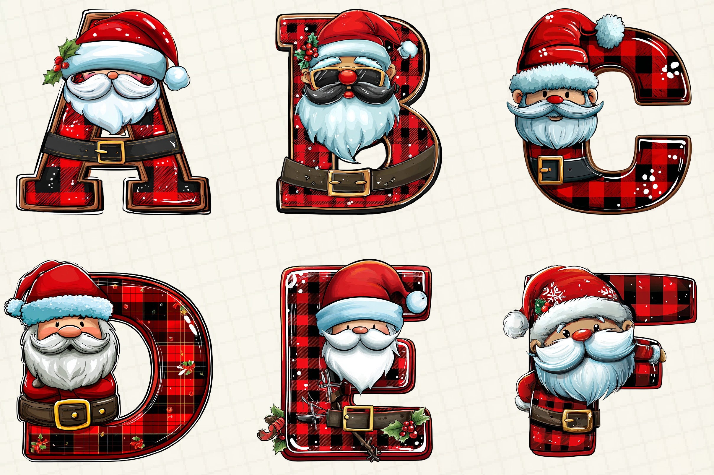 Christmas Alphabet Letters Clipart Bundle