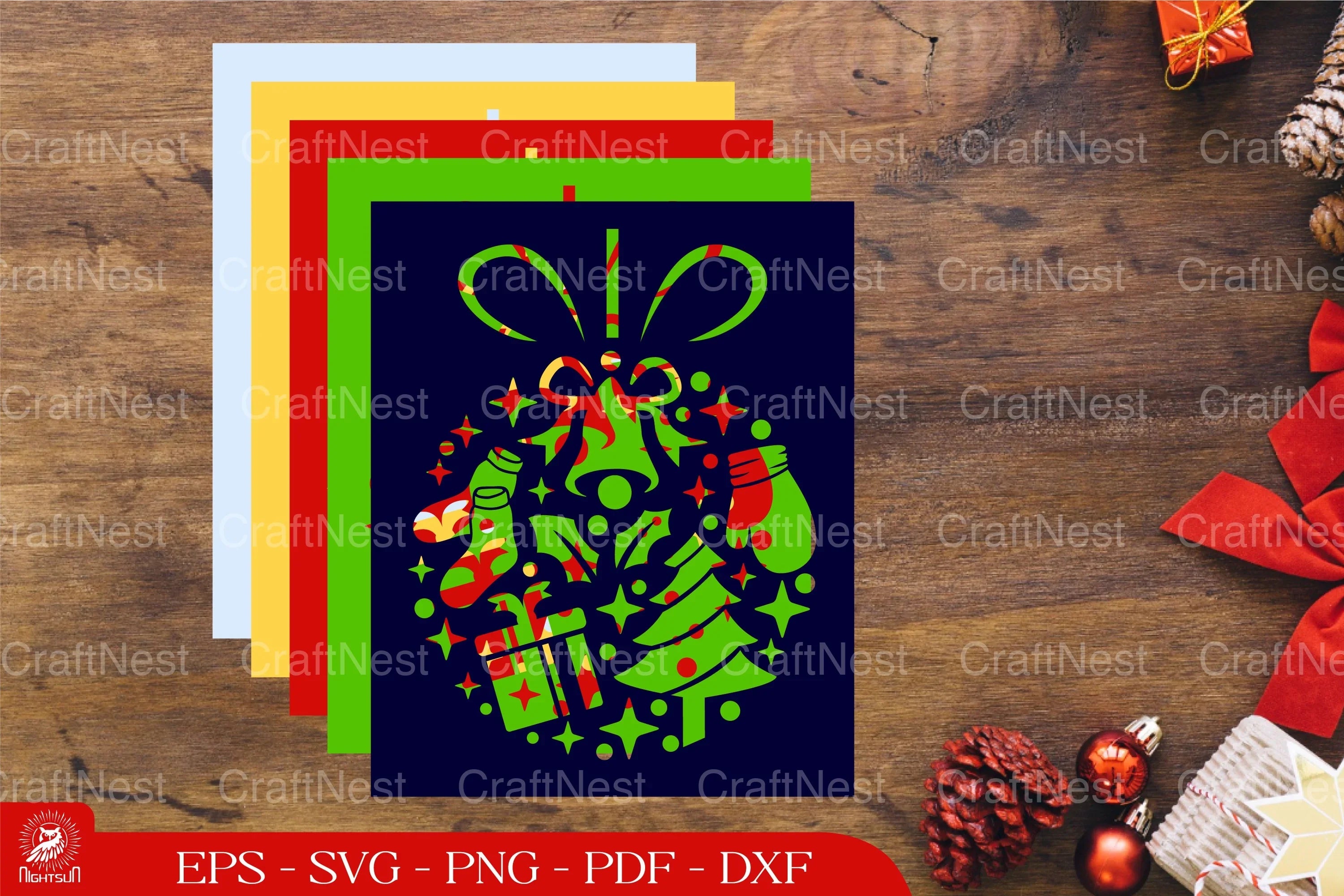 Christmas Ball Elements 3D Layered SVG Bundle - CraftNest - Digital Crafting and Art