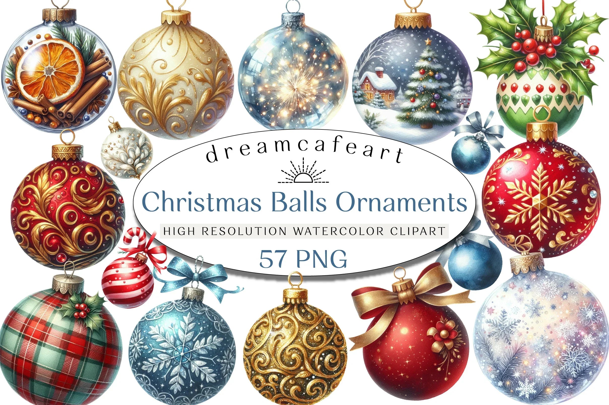 Christmas Balls Ornaments Clipart Bundle - CraftNest - Digital Crafting and Art