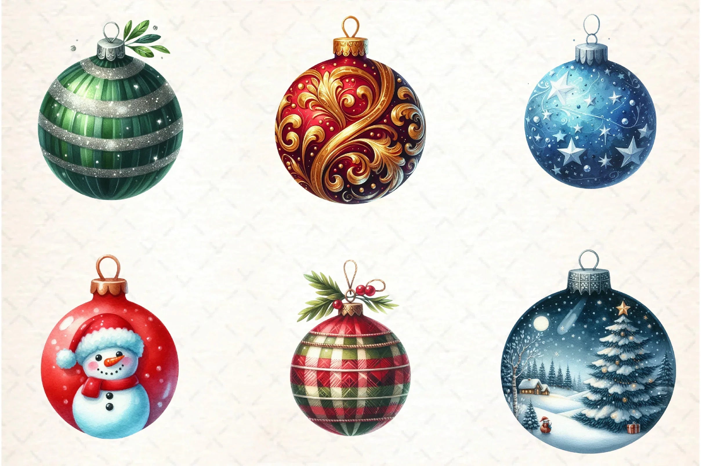 Christmas Balls Ornaments Clipart Bundle - CraftNest - Digital Crafting and Art