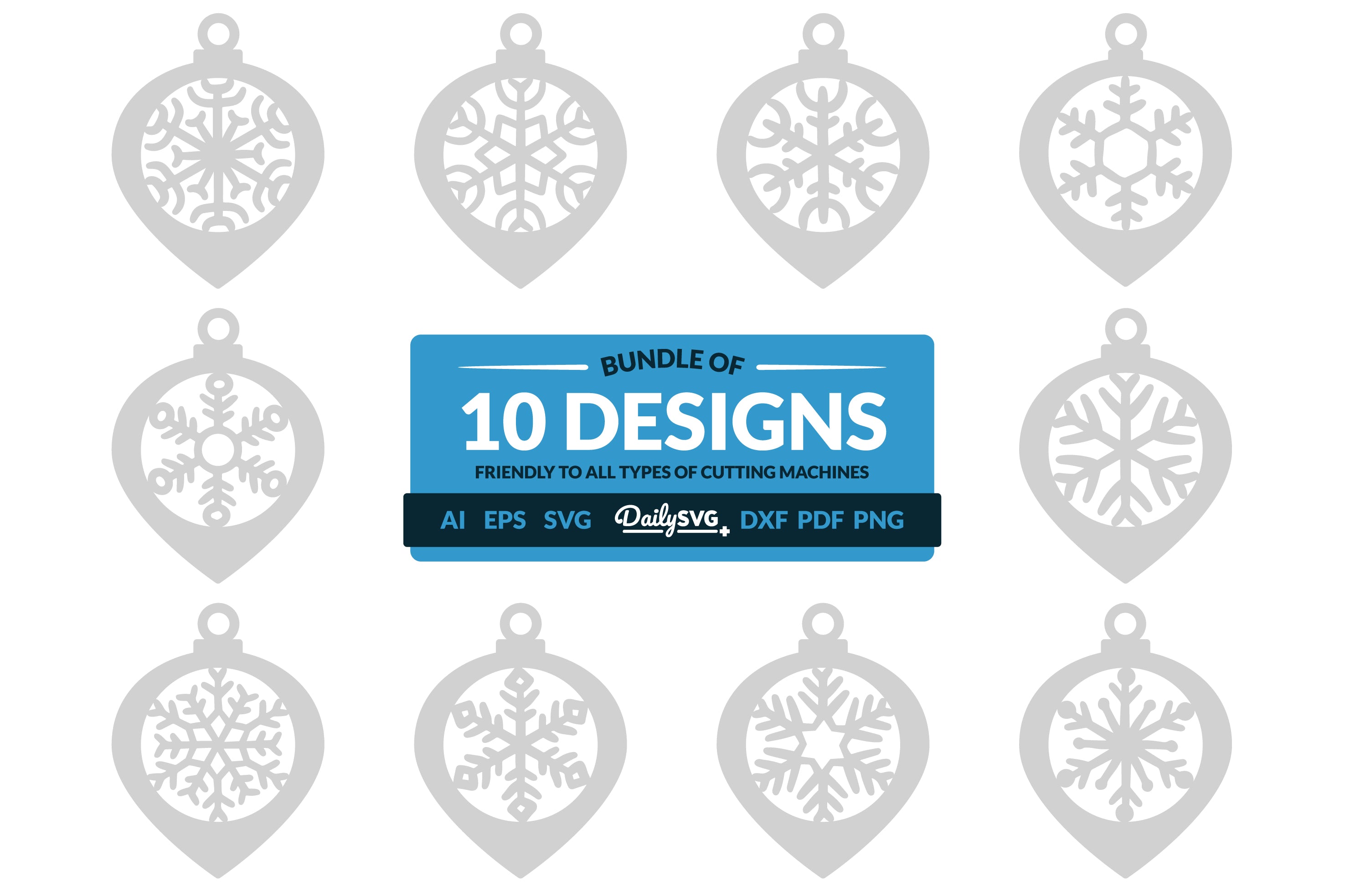 Christmas Bauble Snowflakes Clipart SVG Bundle