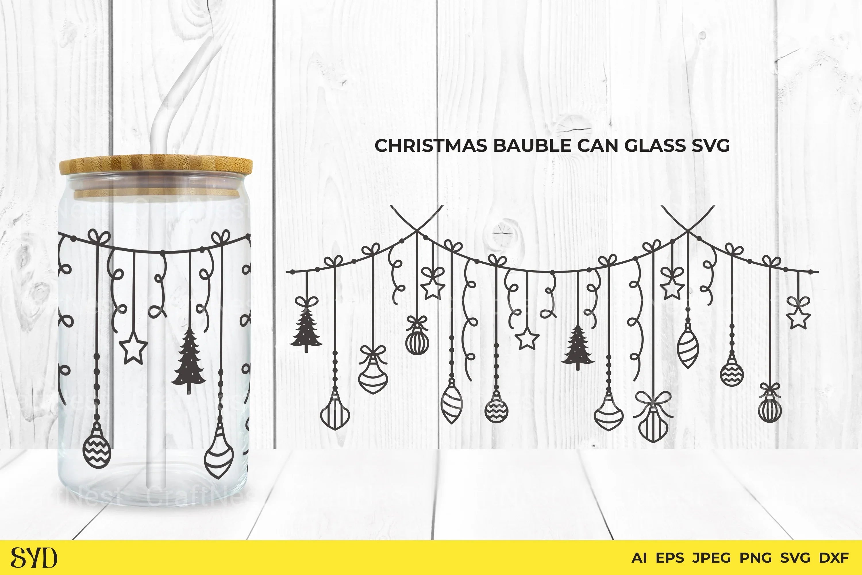 Christmas Baubles Can Glass Clipart Bundle - CraftNest - Digital Crafting and Art