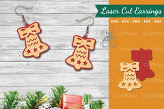 Christmas Bell Laser Cut Earrings SVG Bundle - CraftNest - Digital Crafting and Art