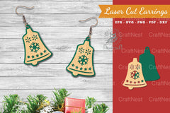 Christmas Bell Laser Cut Earrings SVG Bundle - CraftNest - Digital Crafting and Art