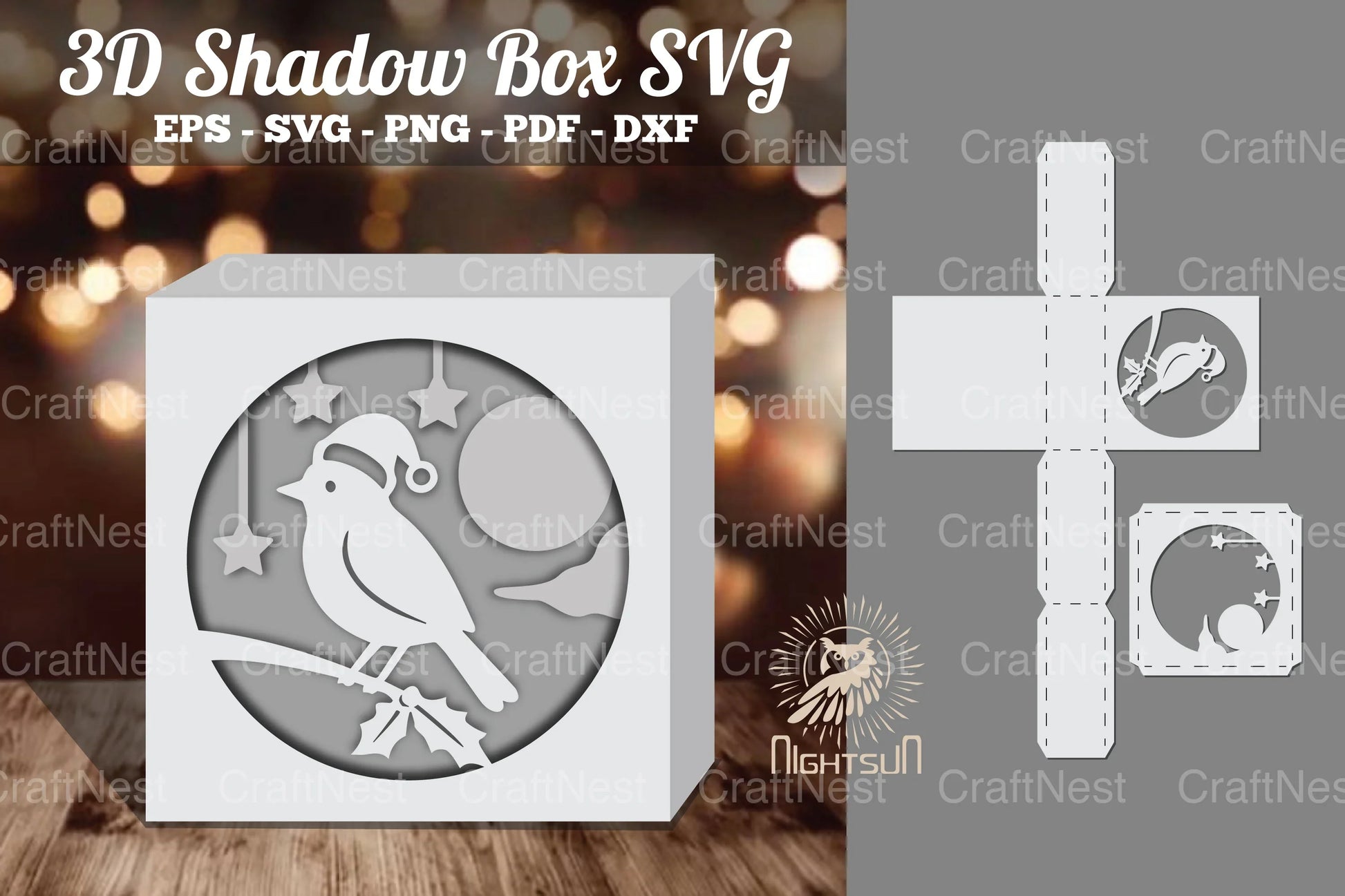 Christmas Bird Papercut Shadow Box Clipart Bundle - CraftNest - Digital Crafting and Art