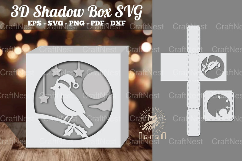 Christmas Bird Papercut Shadow Box Clipart Bundle - CraftNest - Digital Crafting and Art