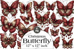 Christmas Butterfly Clipart Bundle - CraftNest - Digital Crafting and Art