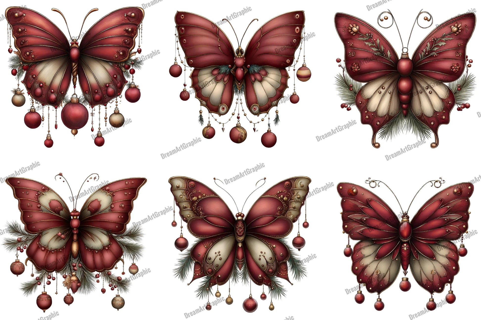 Christmas Butterfly Clipart Bundle - CraftNest - Digital Crafting and Art