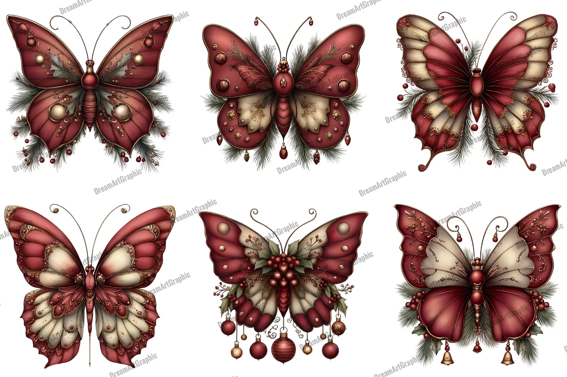 Christmas Butterfly Clipart Bundle - CraftNest - Digital Crafting and Art