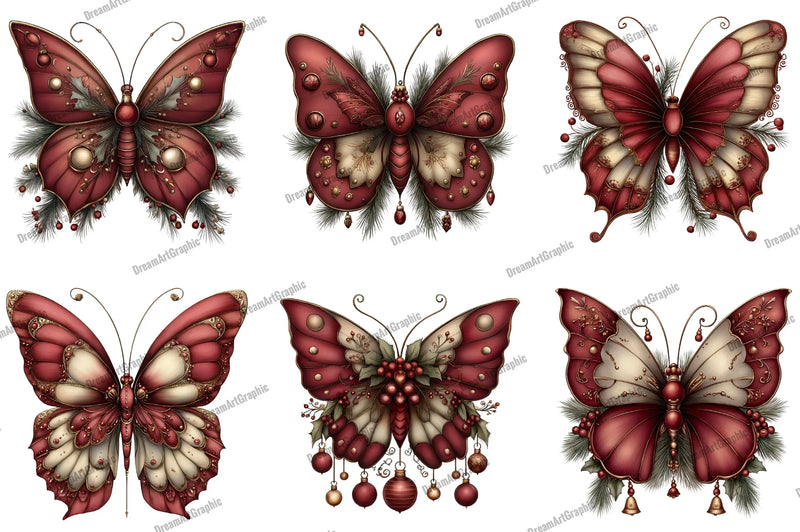 Christmas Butterfly Clipart Bundle - CraftNest - Digital Crafting and Art