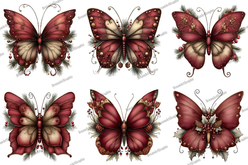 Christmas Butterfly Clipart Bundle - CraftNest - Digital Crafting and Art