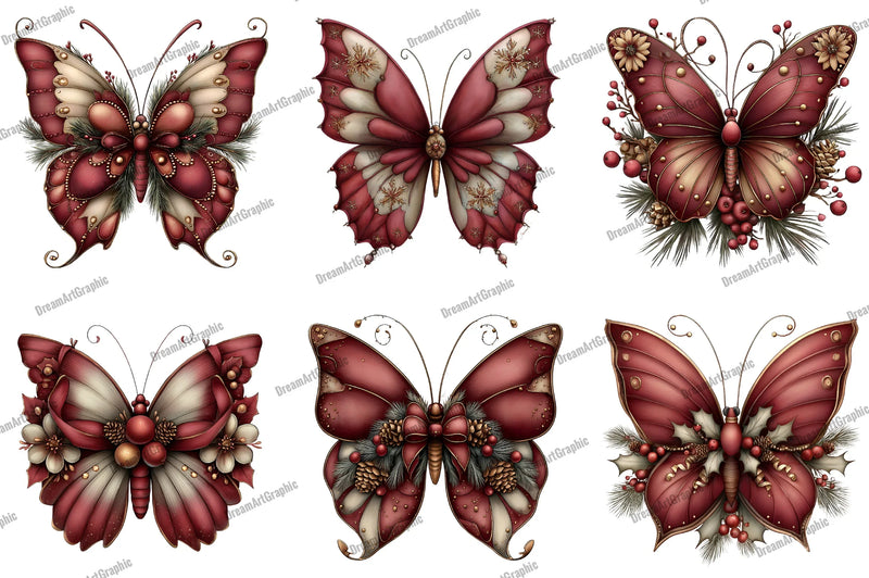 Christmas Butterfly Clipart Bundle - CraftNest - Digital Crafting and Art