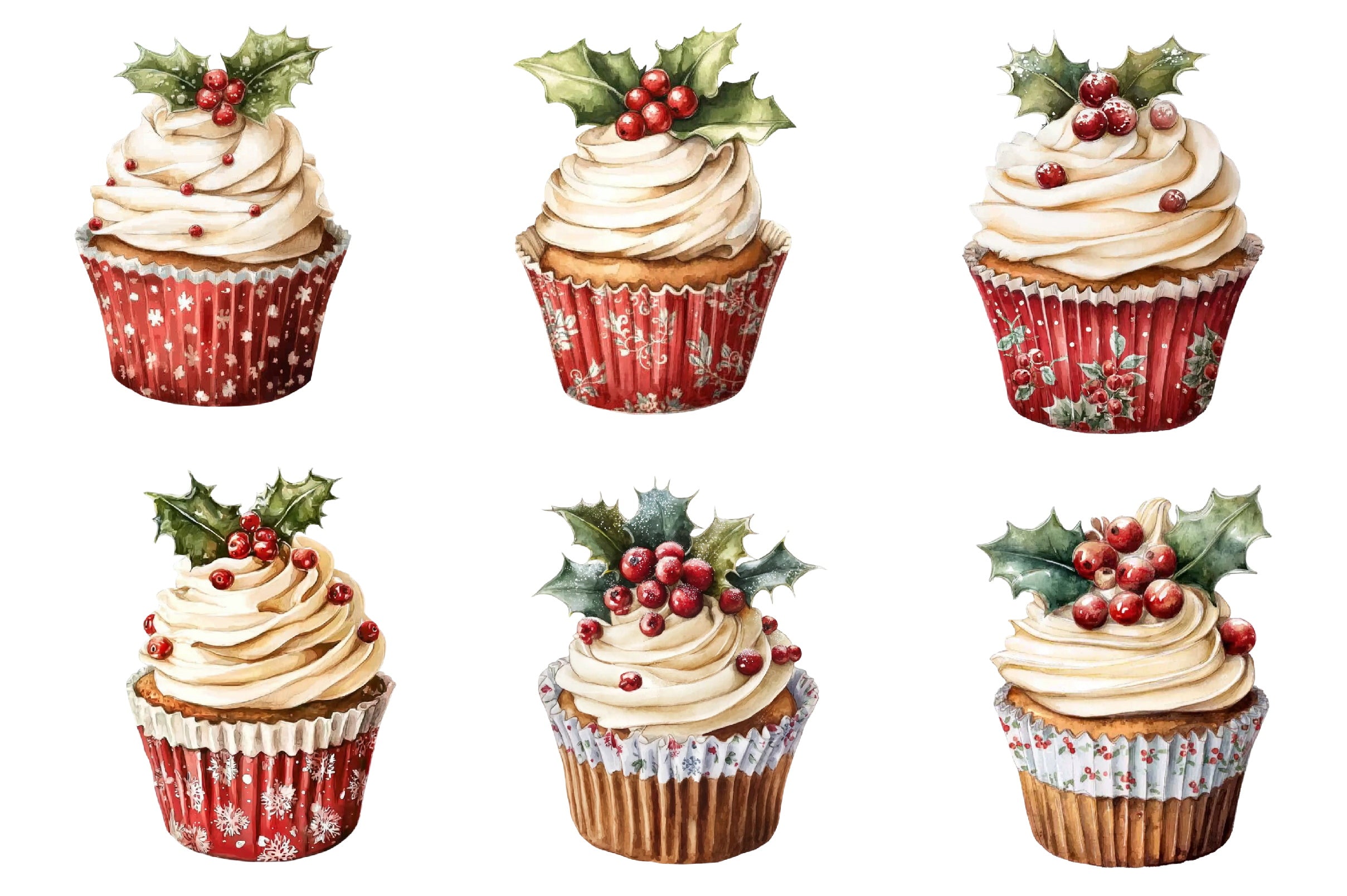 Christmas Cake Clipart Bundle