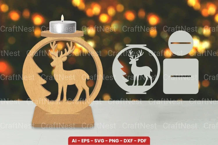 Christmas Candle Holder Laser Cut SVG Bundle - CraftNest - Digital Crafting and Art