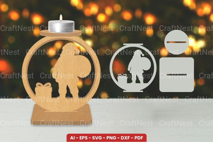 Christmas Candle Holder Laser Cut SVG Bundle