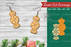 Christmas Candy Laser Cut Earrings SVG Bundle - CraftNest - Digital Crafting and Art