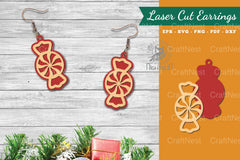 Christmas Candy Laser Cut Earrings SVG Bundle - CraftNest - Digital Crafting and Art