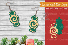 Christmas Candy Laser Cut Earrings SVG Bundle - CraftNest - Digital Crafting and Art