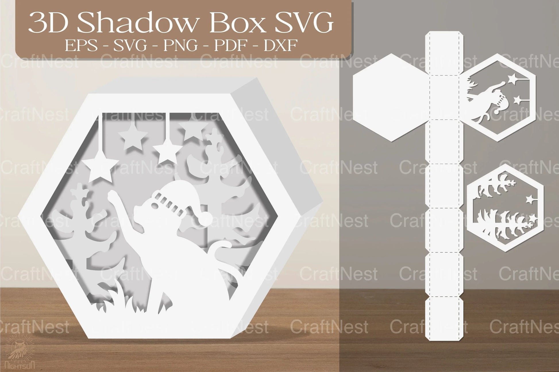 Christmas Cat 3D Shadow Box Clipart Bundle - CraftNest - Digital Crafting and Art