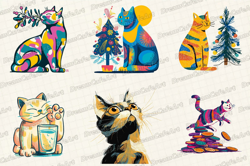 Christmas Cat Clipart Bundle - CraftNest - Digital Crafting and Art