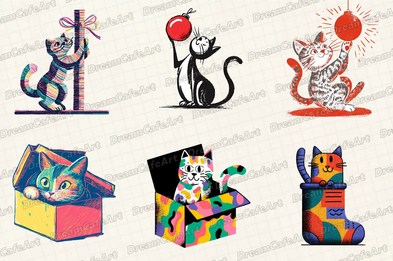 Christmas Cat Clipart Bundle - CraftNest - Digital Crafting and Art