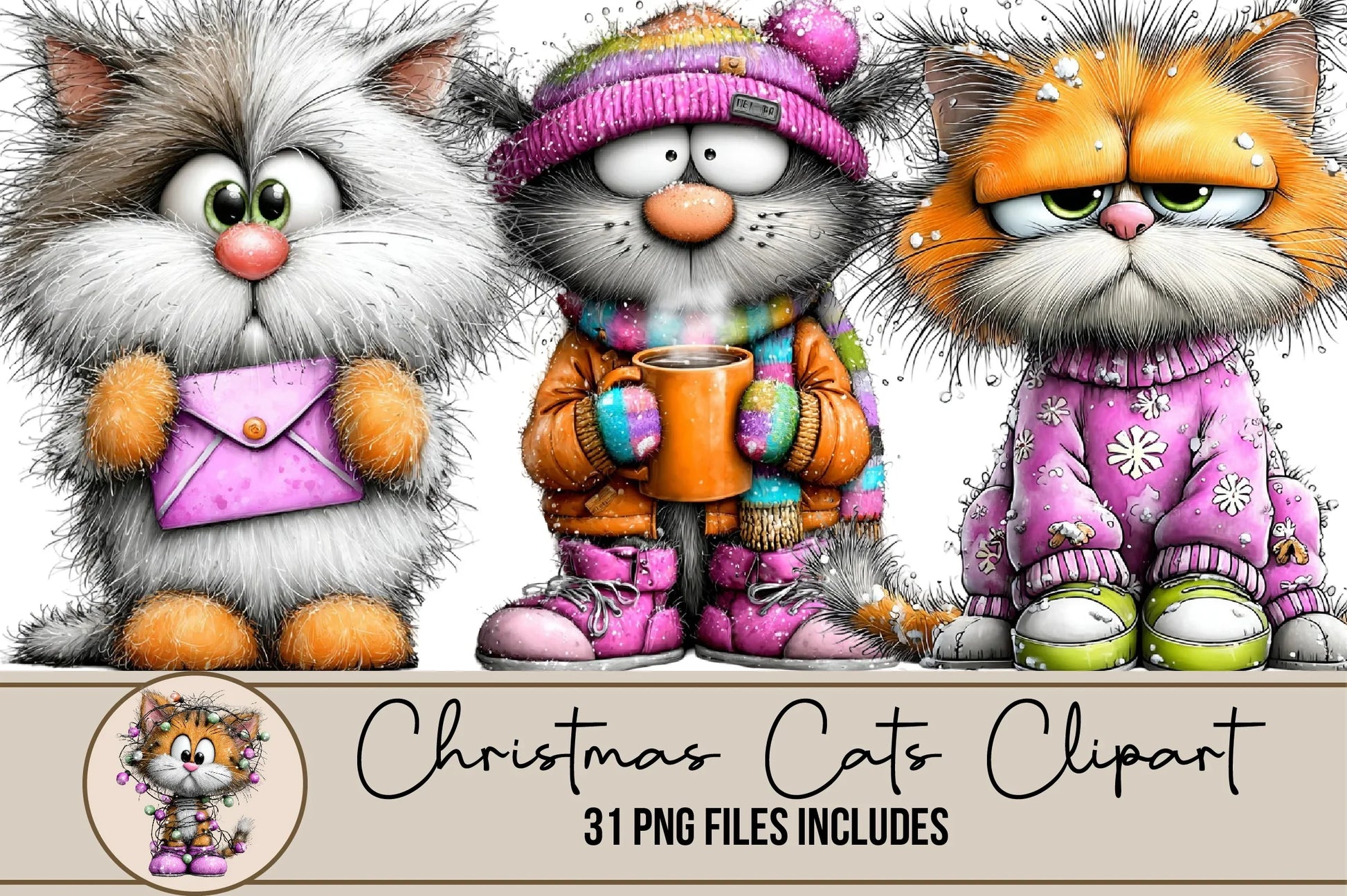 Christmas Cats Clipart Bundle - CraftNest - Digital Crafting and Art