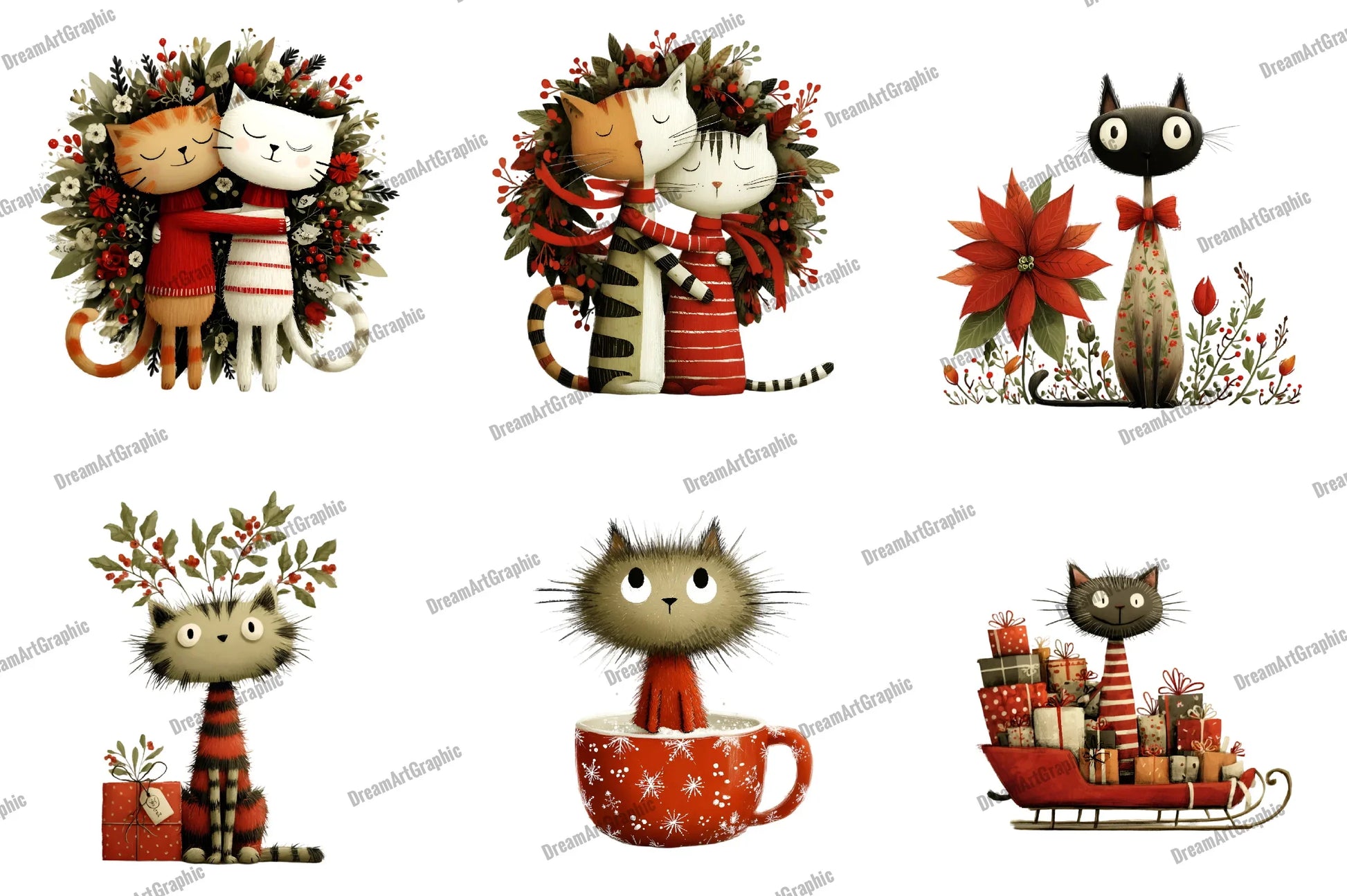 Christmas Cats Clipart Bundle - CraftNest - Digital Crafting and Art